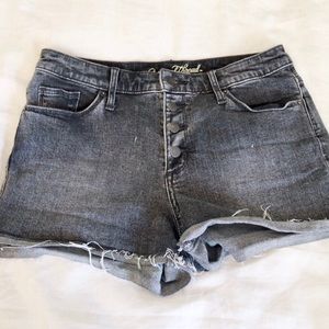 Stretch high waisted button-up shorts